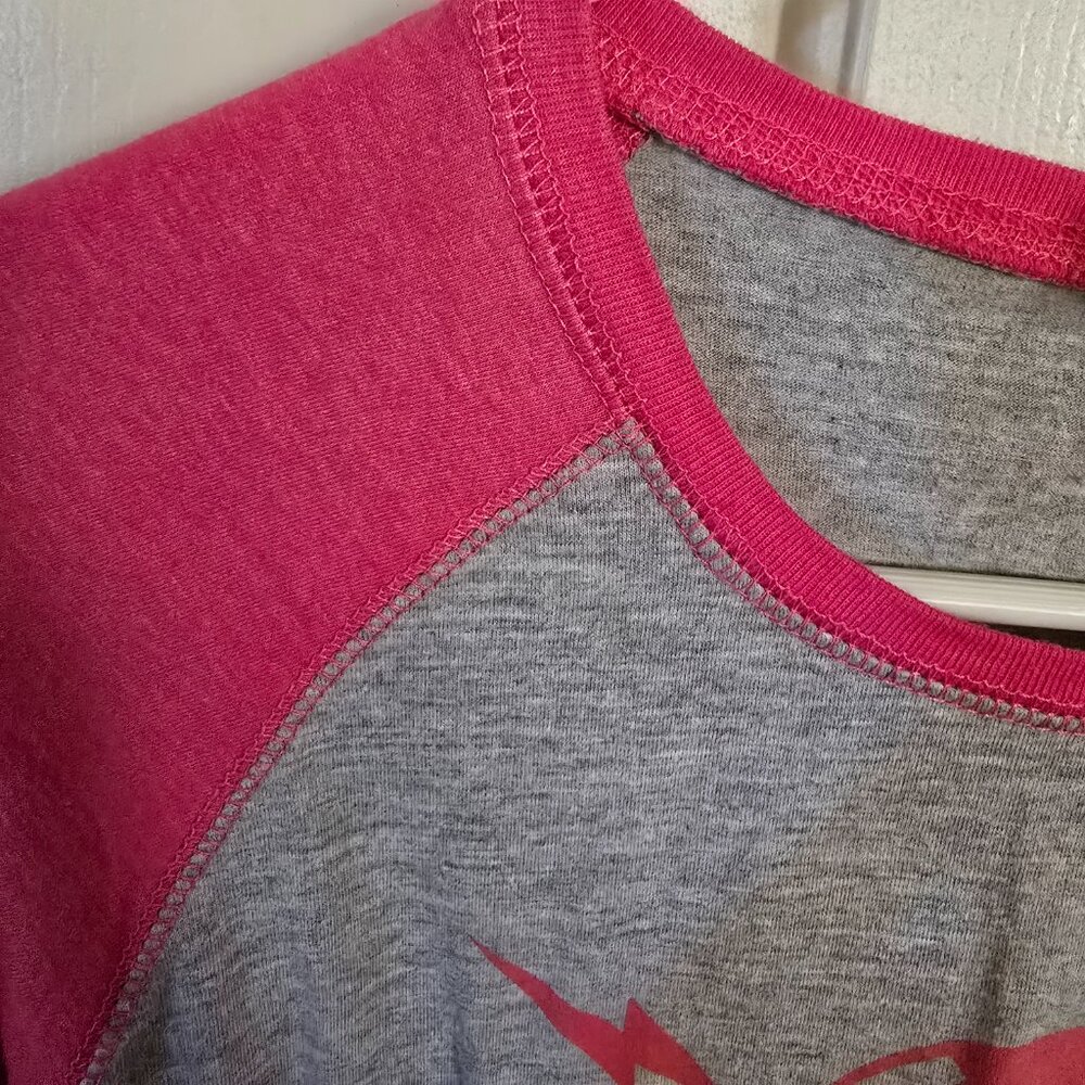 Live & Tell Tesla Rock Band 3/4 Sleeve Jersey Concert Pink/Gray Ladies Medium - Picture 12 of 12